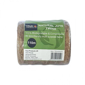 True Products Natural Biodegradable Jute Twine Garden Craft String - 110m