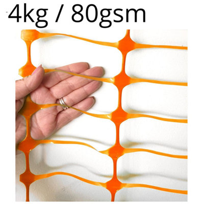 True Products Orange Plastic Safety Barrier Mesh Fence Netting - Standard Grade 80gsm - 1m x 50m