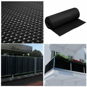 True Products Poly Rattan Weave Artificial Screening Fencing Balcony - 1m x 1m - Black