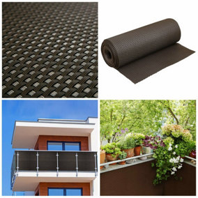 True Products Poly Rattan Weave Artificial Screening Fencing Balcony - 1m x 1m - Dark Brown