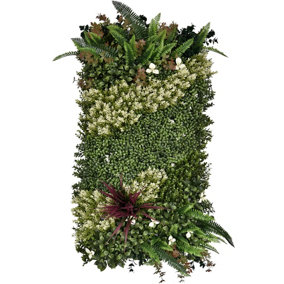 True Products Premium Artificial Green Plant Living Wall Panel 1m x 50cm - White Blossom