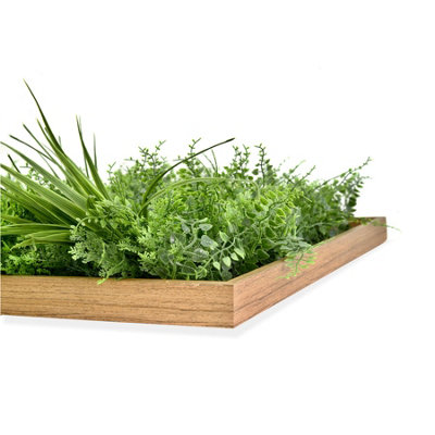 True Products Premium Artificial Living Wall Framed Art Panel 100cm x 50cm Wood Effect PVC Frame
