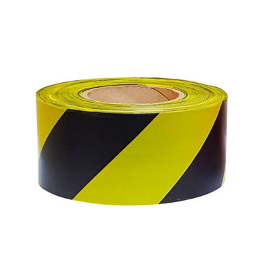 True Products Professional Hazard Barrier Tape 70mm x 500m Black & Yellow - 1 Roll