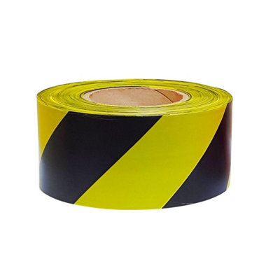 True Products Professional Hazard Barrier Tape 70mm x 500m Black & Yellow - 10 Rolls