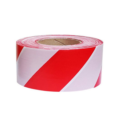 True Products Professional Hazard Barrier Tape 70mm x 500m Red & White - 1 Roll
