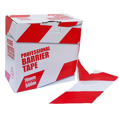 True Products Professional Hazard Barrier Tape 70mm x 500m Red & White - 10 Rolls