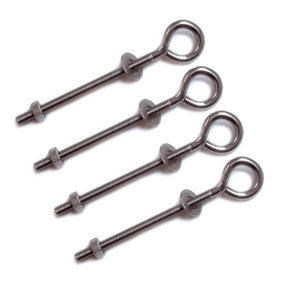 True Products Straining Eye Bolt 150mm M6 Zinc Plated - Pack of 4