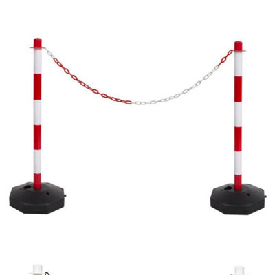 True Products Support Posts and Base for Plastic Chain - Red & White x 2