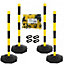 True Products Support Posts & Plastic Chain Barrier Set - 4 x Yellow & Black Posts & 10m Matching Chain