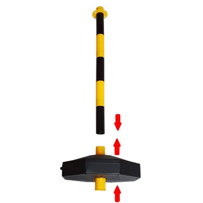 True Products Support Posts & Plastic Chain Barrier Set - 4 x Yellow & Black Posts & 10m Matching Chain - 6