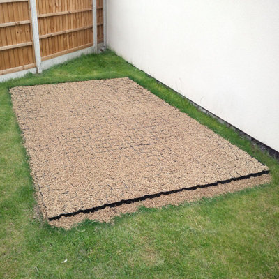 True Products TruePave 10ft x 10ft Shed Base Kit  - 100 Interlocking Plastic Grids With Weed Fabric
