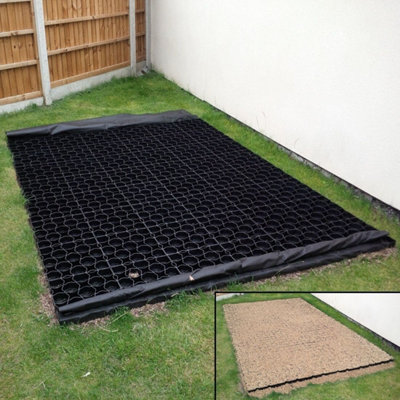 True Products TruePave 4ft x 3ft Shed Base Kit  - 12 Interlocking Plastic Grids With Weed Fabric