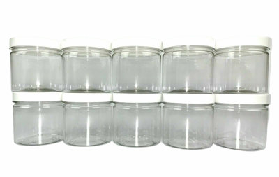 Truenova Set of 10 x 250ml Small Round Plastic Storage Jars Kitchen ...
