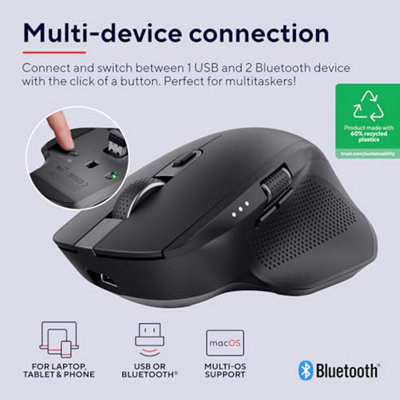 Trust Ozaa+ Multidevice Wireless Mouse Bluetooth + 2.4GHz, Programmable ...