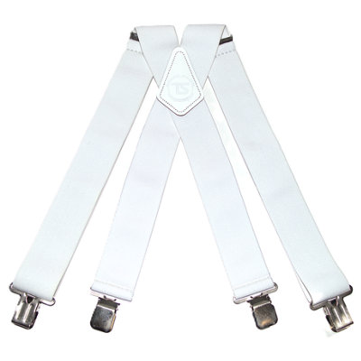 TS Men's Heavy Duty Plain White Trouser Work Braces