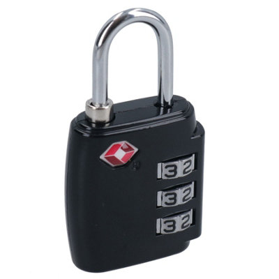 TSA Luggage Padlock Travel Lock 3 Digit Combination for Suitcases Black 1pc