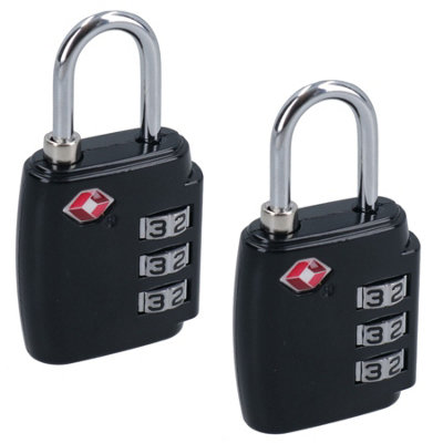 TSA Luggage Padlock Travel Lock 3 Digit Combination for Suitcases Black 2pc