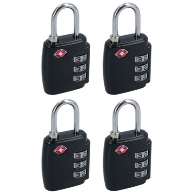 TSA Luggage Padlock Travel Lock 3 Digit Combination for Suitcases Black 4pc