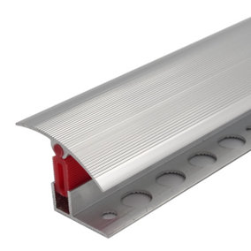 TTC 40mm Aluminium door Threshold T Bar Trim Adjustable Height/Pivots Easy clip - Bright Silver