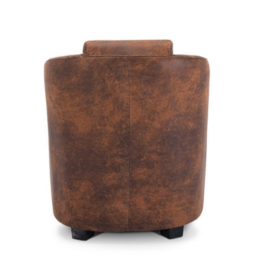 Tub Chair Armchair Club Chair in Faux Leather Suede Brown Fabric
