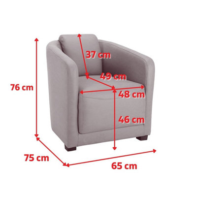 Tub Chair Armchair Club Chair in Faux Leather Suede Brown Fabric