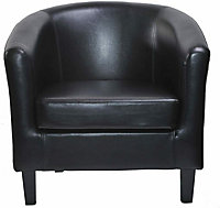Tub Chair Faux Leather Arm Chair Black by MCC