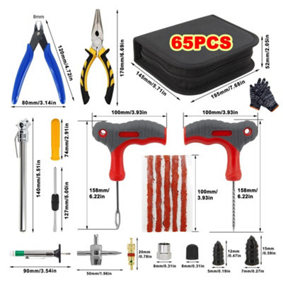 Tubeless Tire Puncture Repair Kit Emergency Tool for Motorcycle Car Van