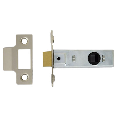 Tubular Door Latch 63mm (2.1/2 Inch) for Internal Wooden Doors with Nickel Plated Forend - Pack of 1