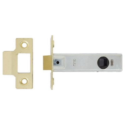 Tubular Door Latch 75mm (3 Inch) for Internal Wooden Doors with Brass Plated Forend - Pack of 1