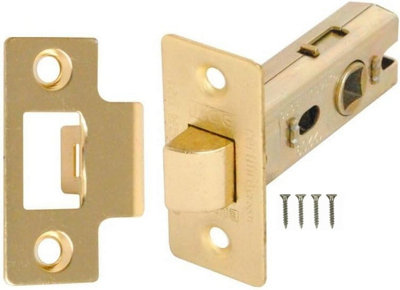Tubular Mortice Latch 75mm Electro Brass Plated Mortice Latch Locks Internal Doors Tubular Latch CE1121 Fire Rated with Screws x1