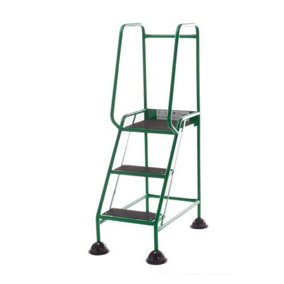 TUFF Easy Glide Steps - 3 Tread - Green - Ribbed Rubber