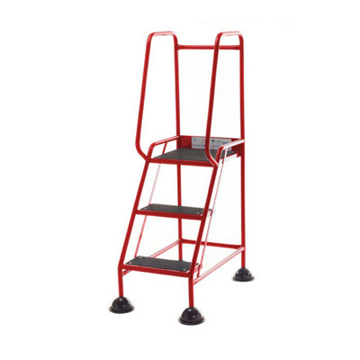 TUFF Easy Glide Steps - 3 Tread - Red - Anti-Slip