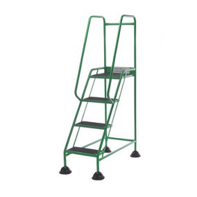 TUFF Easy Glide Steps - 4 Tread - Green - Ribbed Rubber