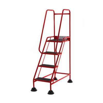 TUFF Easy Glide Steps - 4 Tread - Red - Anti-Slip