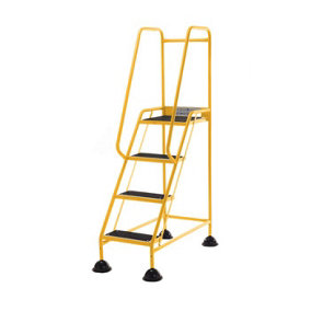 TUFF Easy Glide Steps - 4 Tread - Yellow - Ribbed Rubber