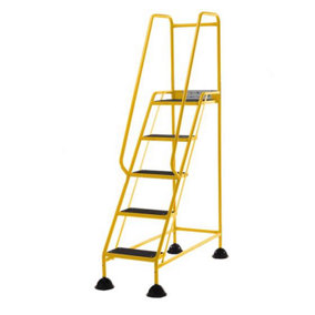 TUFF Easy Glide Steps - 5 Tread - Yellow - Ribbed Rubber