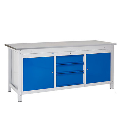 TUFF Heavy Duty Storage Workbench - 2 Cupboards, 1 Drawers - W2000mm