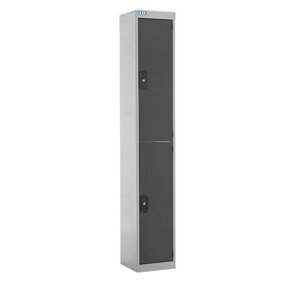 TUFF Lockers - 2 Compartment - H1800  x W300 x D300mm - Dark Grey