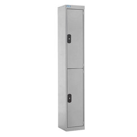 TUFF Lockers - 2 Compartment - H1800  x W300 x D300mm - Light Grey