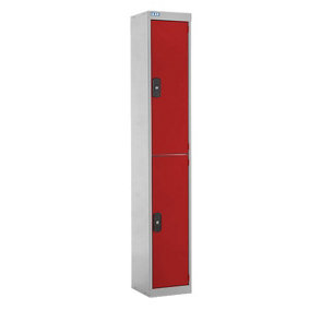 TUFF Lockers - 2 Compartment - H1800  x W300 x D300mm - Red