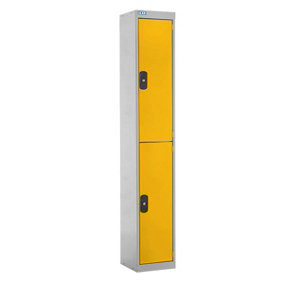 TUFF Lockers - 2 Compartment - H1800  x W300 x D300mm - Yellow