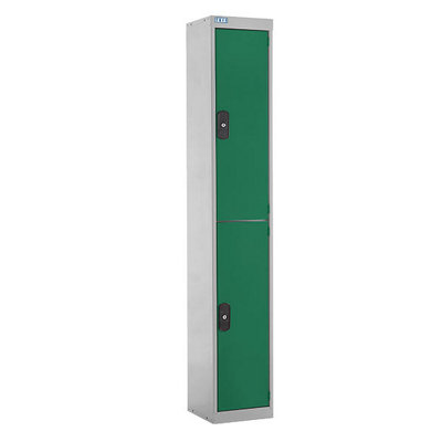 TUFF Lockers - 2 Compartment - H1800  x W300 x D450mm - Green