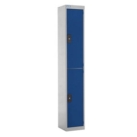 TUFF Lockers - 2 Compartment - H1800  x W380 x D380mm - Blue