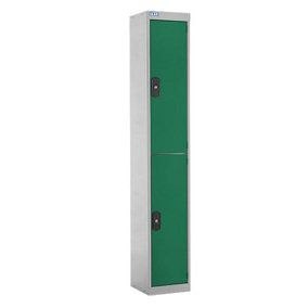 TUFF Lockers - 2 Compartment - H1800  x W380 x D380mm - Green