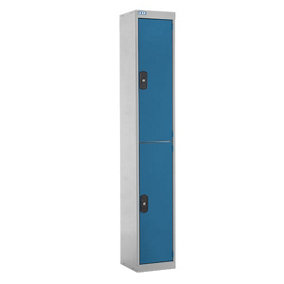 TUFF Lockers - 2 Compartment - H1800  x W380 x D380mm - Light Blue