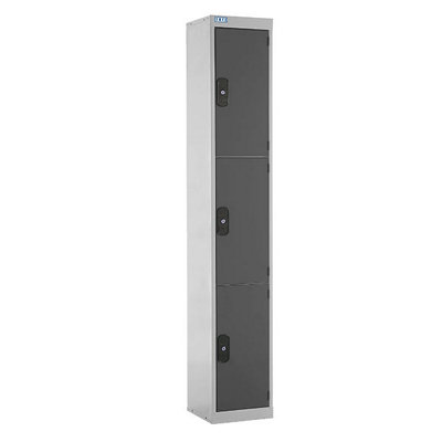 TUFF Lockers - 3 Compartment - H1800 x W380 x D380mm - Dark Grey