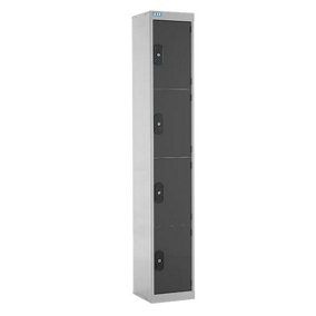 TUFF Lockers - 4  Compartment - H1800  x W300 x D300mm - Dark Grey