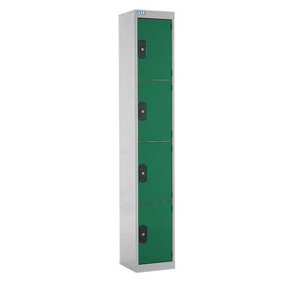 TUFF Lockers - 4  Compartment - H1800  x W300 x D300mm - Green