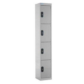 TUFF Lockers - 4  Compartment - H1800  x W300 x D300mm - Light Grey