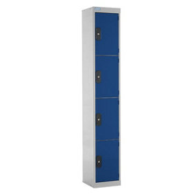 TUFF Lockers - 4  Compartment - H1800  x W300 x D450mm - Blue